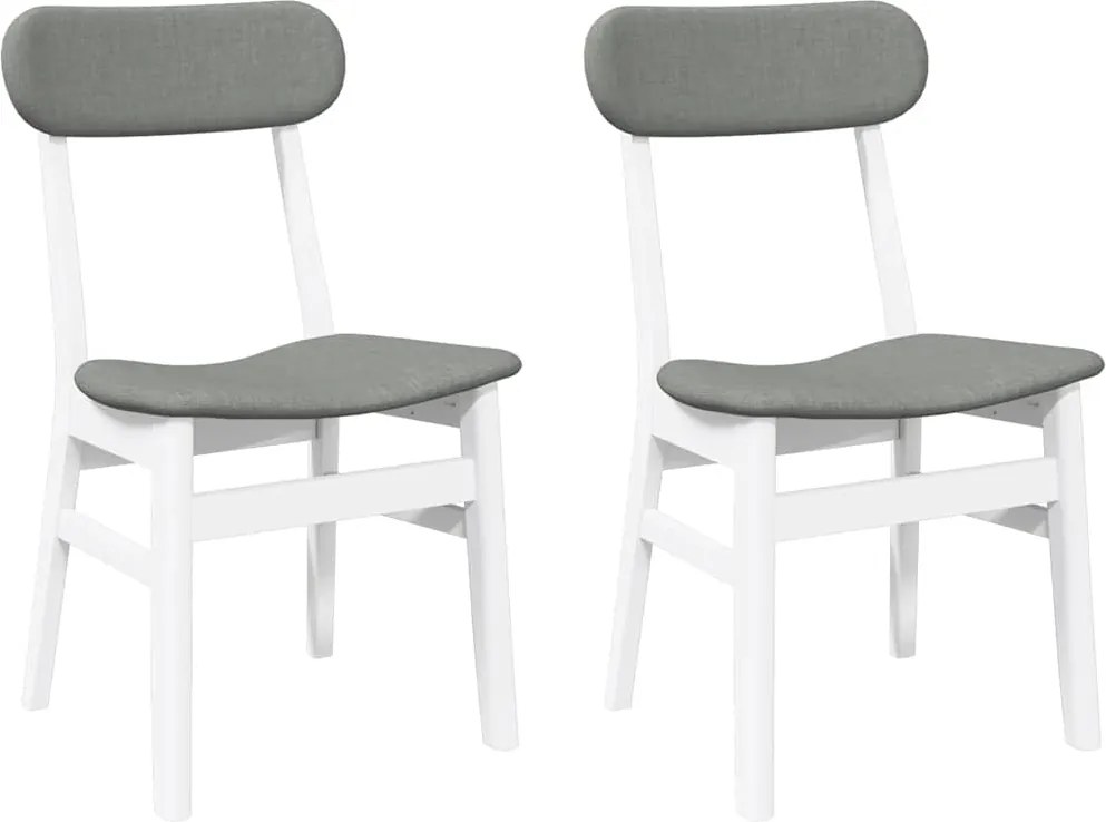 vidaXL Scaune de sufragerie cu perne 2 buc cauciuc din lemn masiv alb