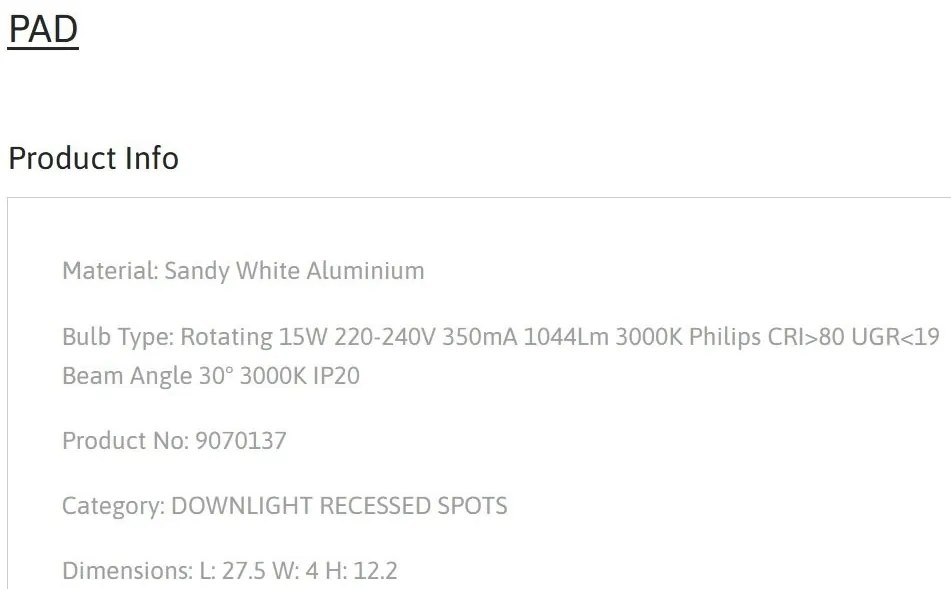 Spot LED aplicat ajustabil PAD 15W alb