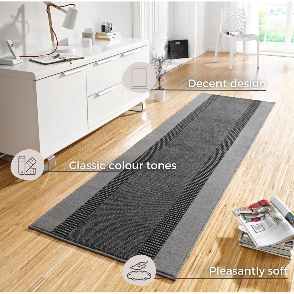 Covor tip traversă Hanse Home Basic, 80x200 cm, gri