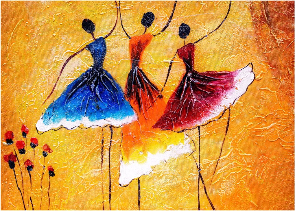 Tablou pe sticlă - Pictură în ulei, balerina (70x50 cm)