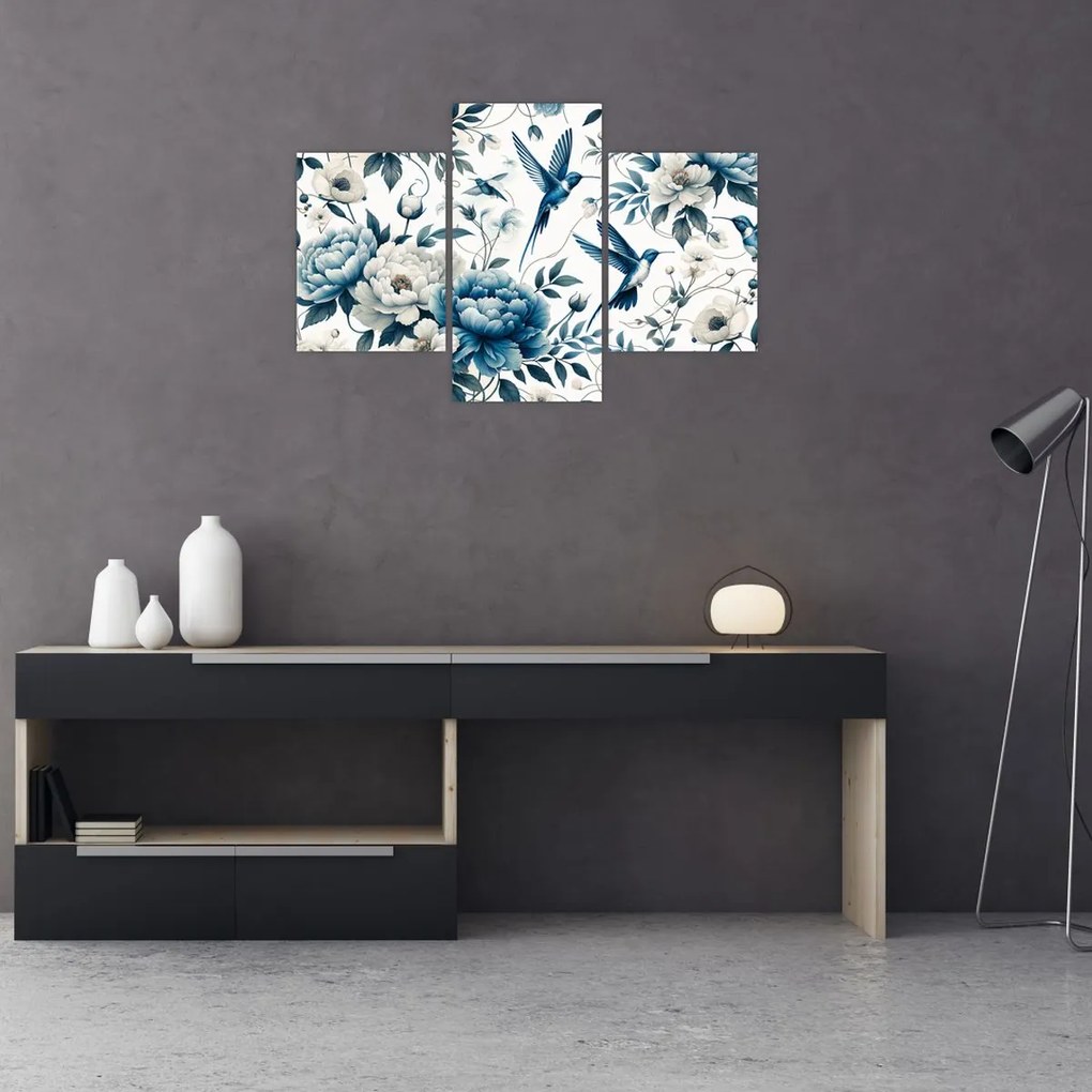 Tablou - Colibri cu flori (90x60 cm)