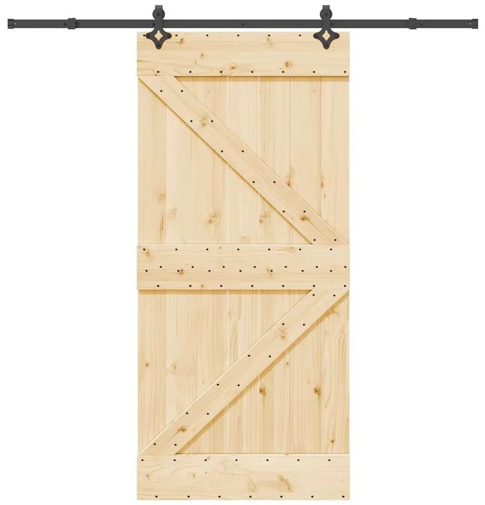 vidaXL Ușă glisantă cu set de feronerie 95x210 cm, lemn masiv de pin