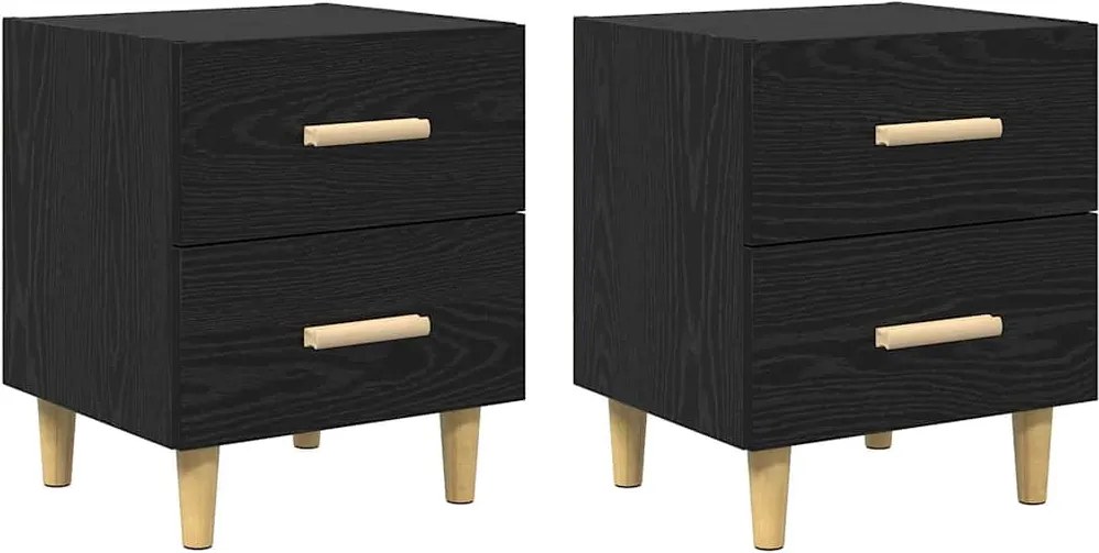 vidaXL Dulap de pat 2 pcs Stejar Negru 40 x 35 x 47.5cm Lemn compozit