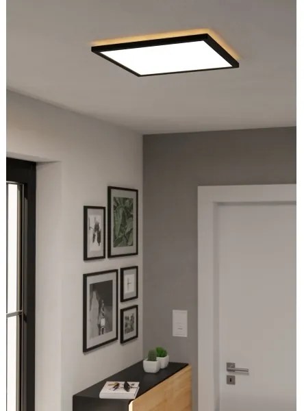 Plafonieră LED dimabilă de exterior Eglo 901456 ROVITO-R 17,6W/230V 39x39cm IP44 negru + telecomandă