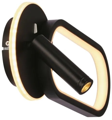 LED Aplica MONET 13W + 2W, 230V, 3000/4000/6000K, negru