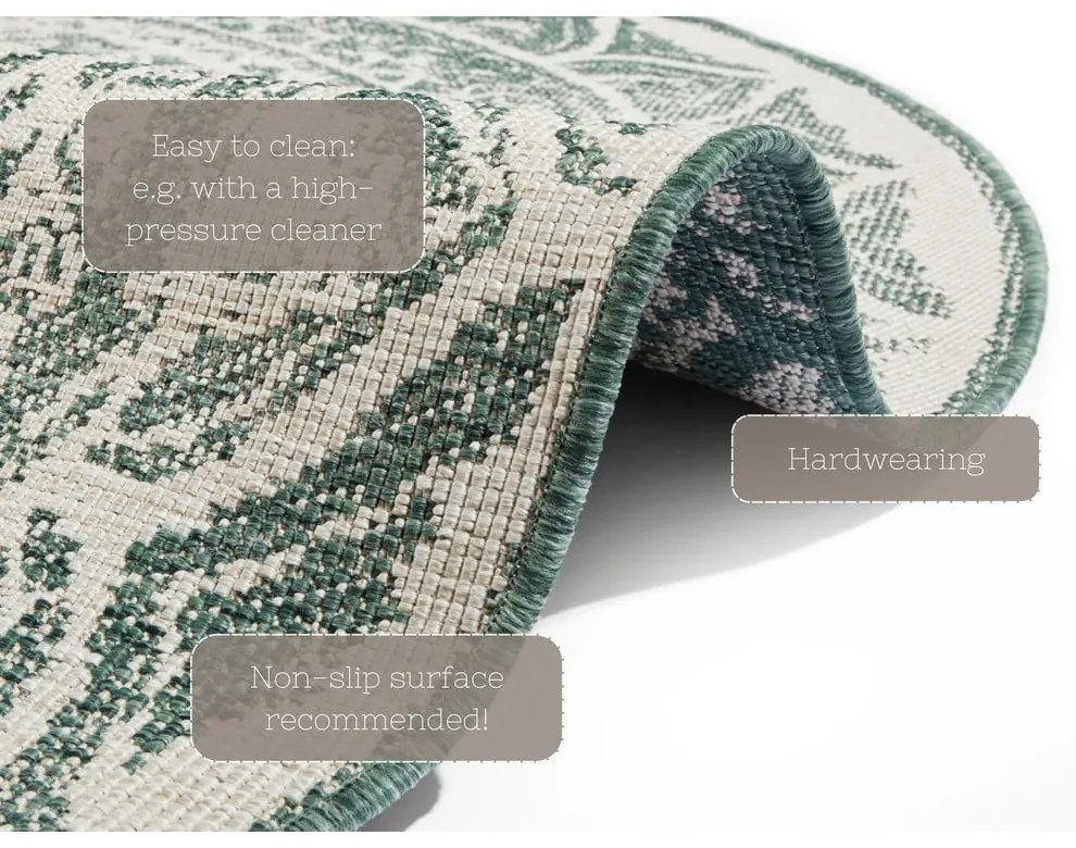 Covor adecvat pentru exterior NORTHRUGS Siruma, ø 140 cm, verde-crem