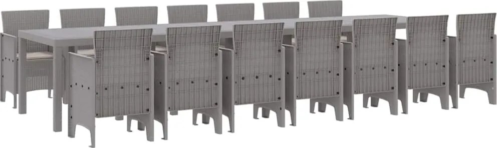 vidaXL Set de masă de grădină cu perne cu pernă 15 pcs Gri deschis PP