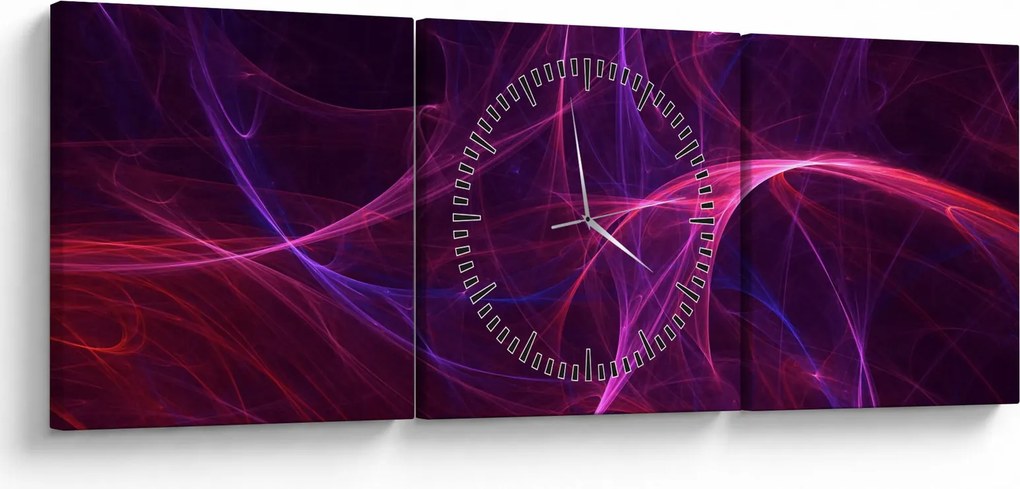 Tabloul abstract cu linii curbe (cu ceas) (90x30 cm)
