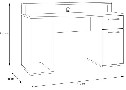 Birou cu iluminare IVAR, negru
