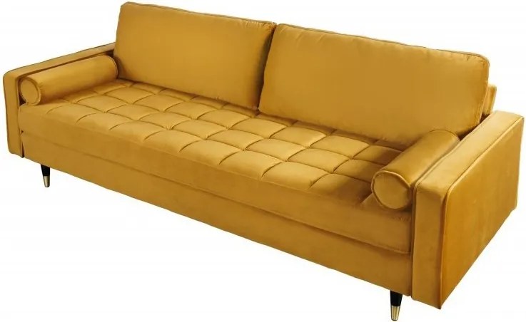 Canapea impozanta Cozy 220cm, catifea galben mustar