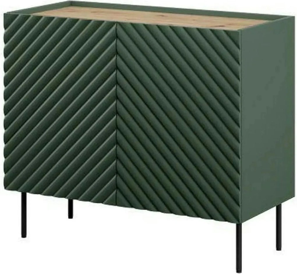 Comoda ONDA, verde inchis/stejar, PAL laminat, 98x45x85 cm