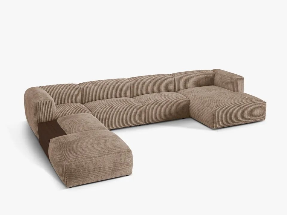 Coltar modular Martina corduroy Tilia L406 cm + masuta de cafea