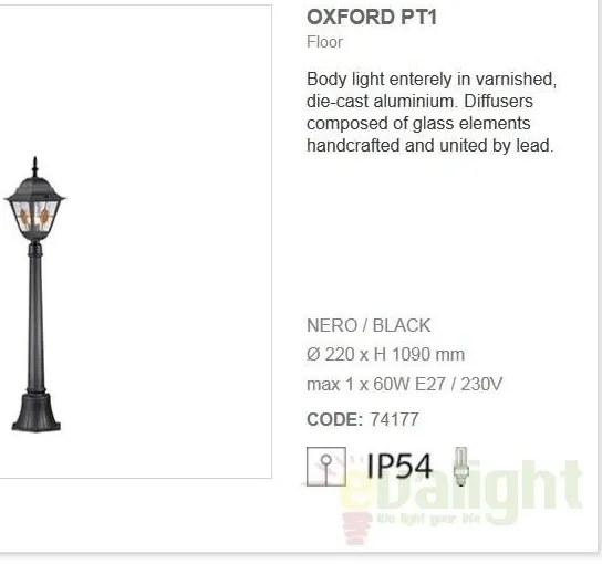 Stalp exterior IP54 OXFORD PT1