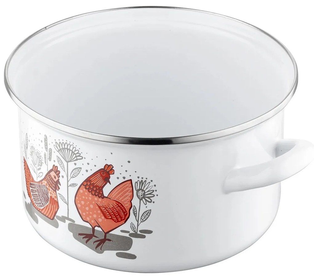 Oală emailată cu capac Emalia Pleszew Rubinka, 20 cm, 3,7 l, diam. 20 cm