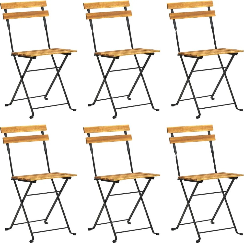 vidaXL Scaune de grădină pliabile, 6 buc., oțel și lemn masiv acacia