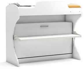 Pat rabatabil suprapus cu birou Diva Academy Bunk (85X190) si (90X190) - Alb Mat