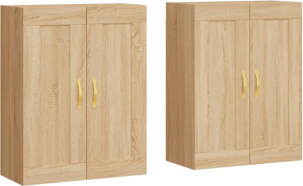 vidaXL Dulapuri montate pe perete 2 buc stejar Sonoma, lemn prelucrat