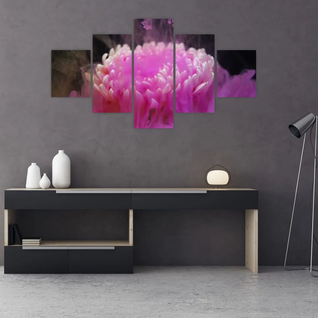 Tablou cu floare în fum roz (125x70 cm), în 40 de alte dimensiuni noi