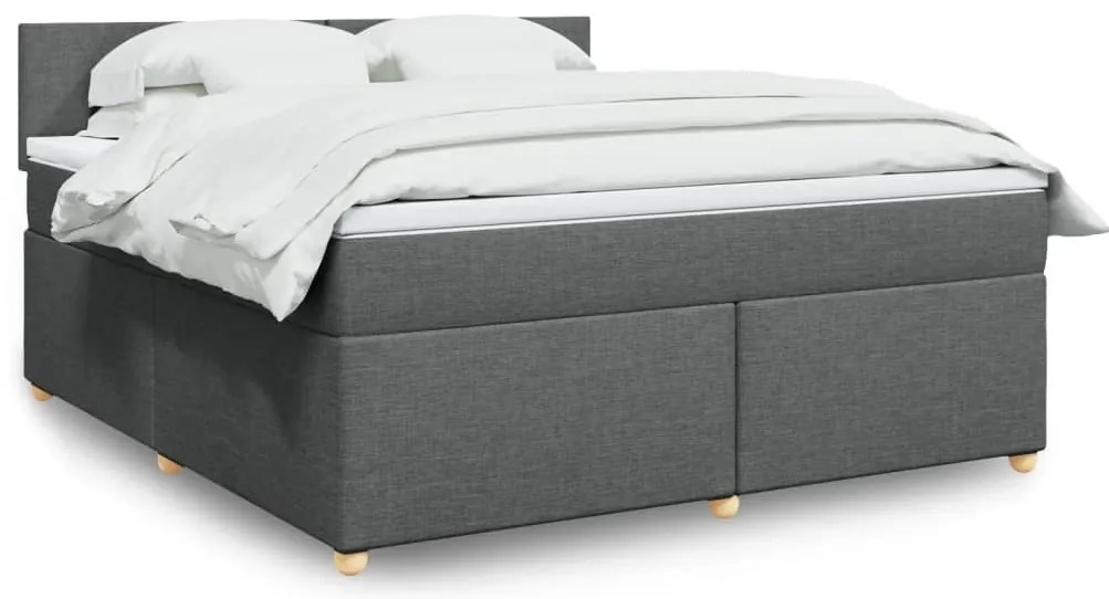vidaXL Pat box spring cu saltea, gri închis, 180x200 cm, textil
