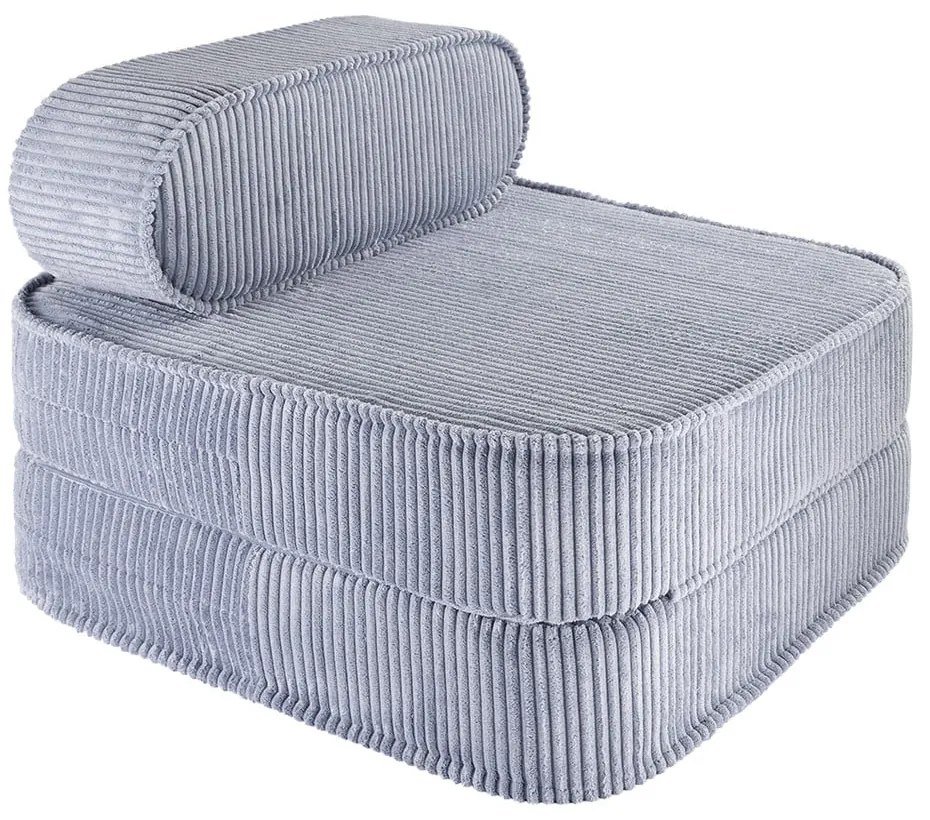 Fotoliu de copii albastru cu tapițerie din catifea reiată Flip – Wigiwama