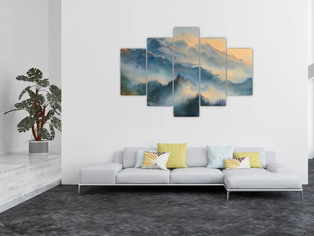 Tablou - Peisaj montan pictat (150x105 cm)