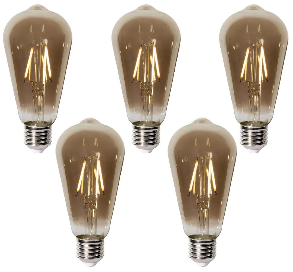 Set 5 becuri E27 dimbare LED lamp ST64 smoke 2W 200 lm 2700K
