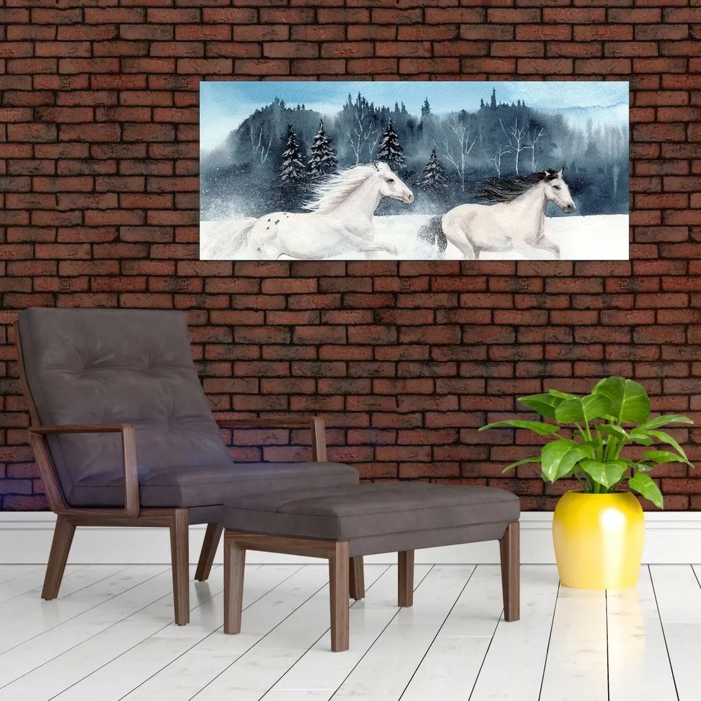 Tablou cu caii pictați (120x50 cm)