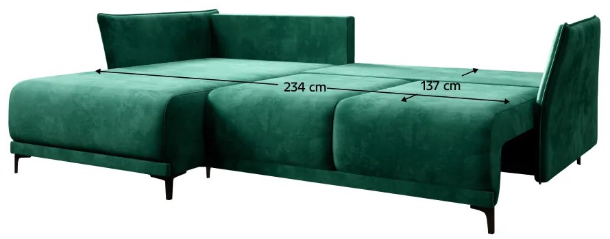 Canapea extensibilă, culoare smarald, stânga, SALVO ROH