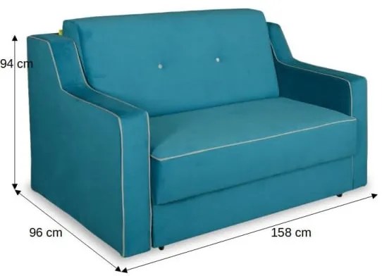 Canapea Ginger, Blues, 158 x 94 x 96 Cm