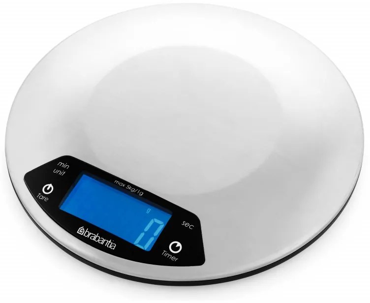 Brabantia Profile 646998, Până la 5 kg, 3 x AAA, TARA, afișaj digital, Inox/Mat