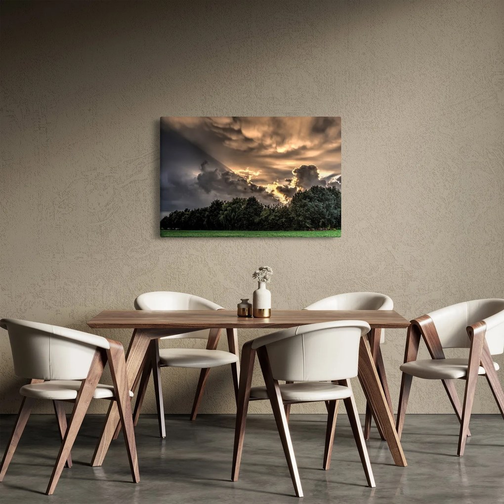 Tablou cu nori și pădure (90x60 cm)