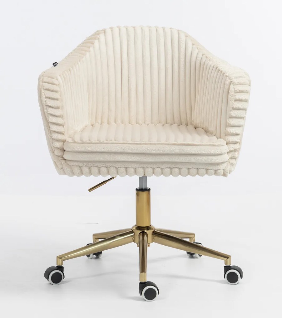 HR832K Scaun Cappuccino Teddy Cord cu Bază Aurie