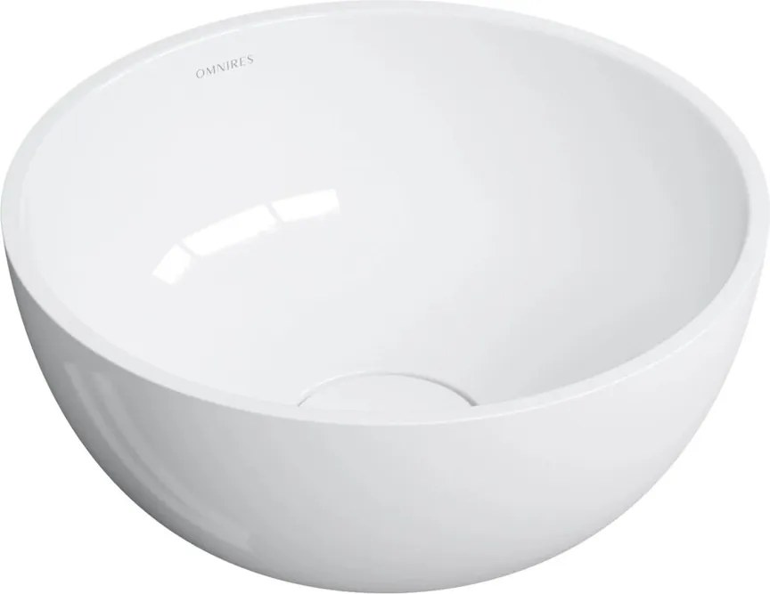 Lavoar pe blat Omnires Shell M+ finisaj alb lucios 35 cm