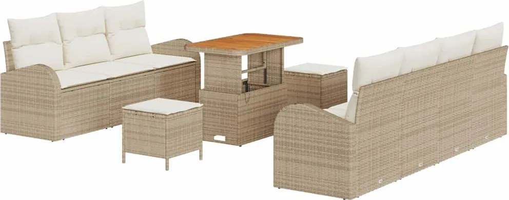 vidaXL Set de canapele pentru grădină cu pernă 10 pcs Bej și crem