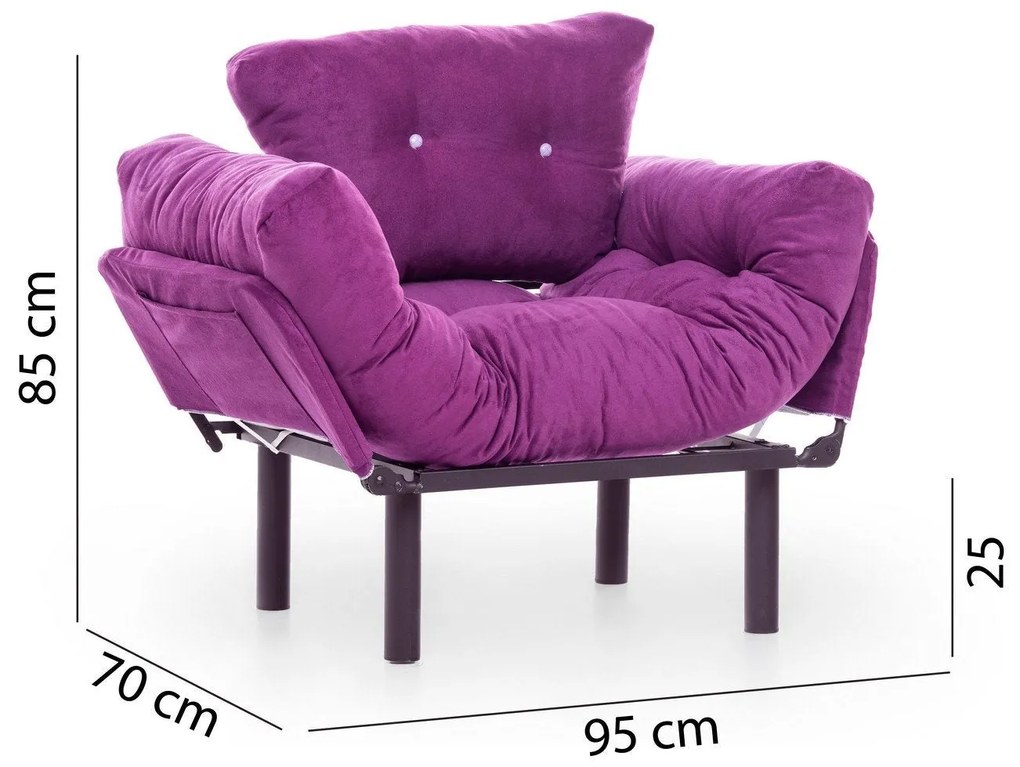 Fotoliu Extensibil Mocca, Violet, 95 x 70 x 85 cm