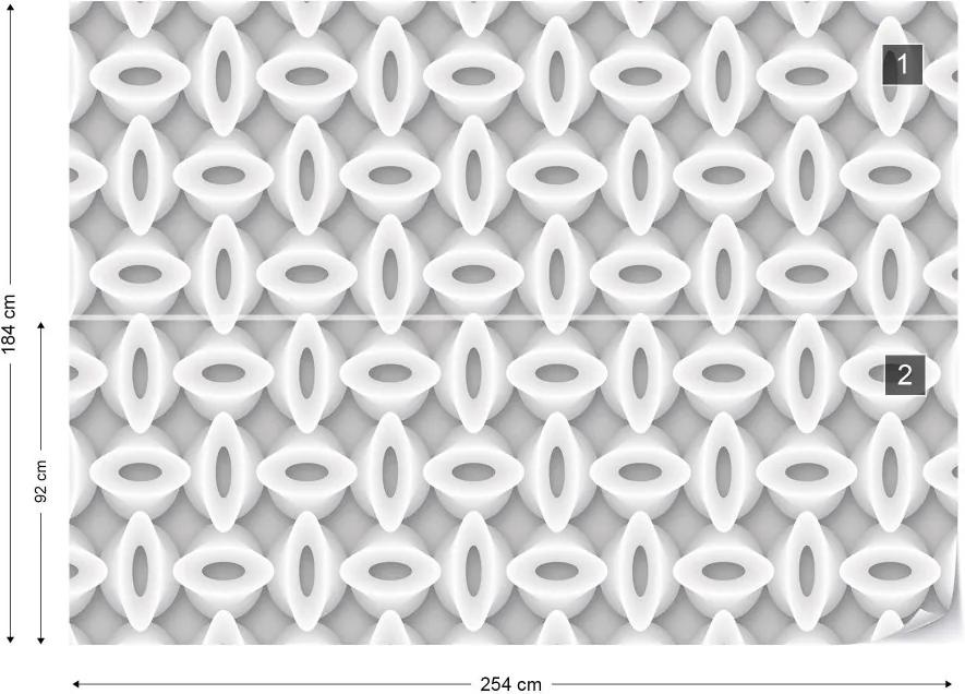 GLIX Fototapet - 3D Abstract Pattern Grey And White Vliesová tapeta  - 254x184 cm