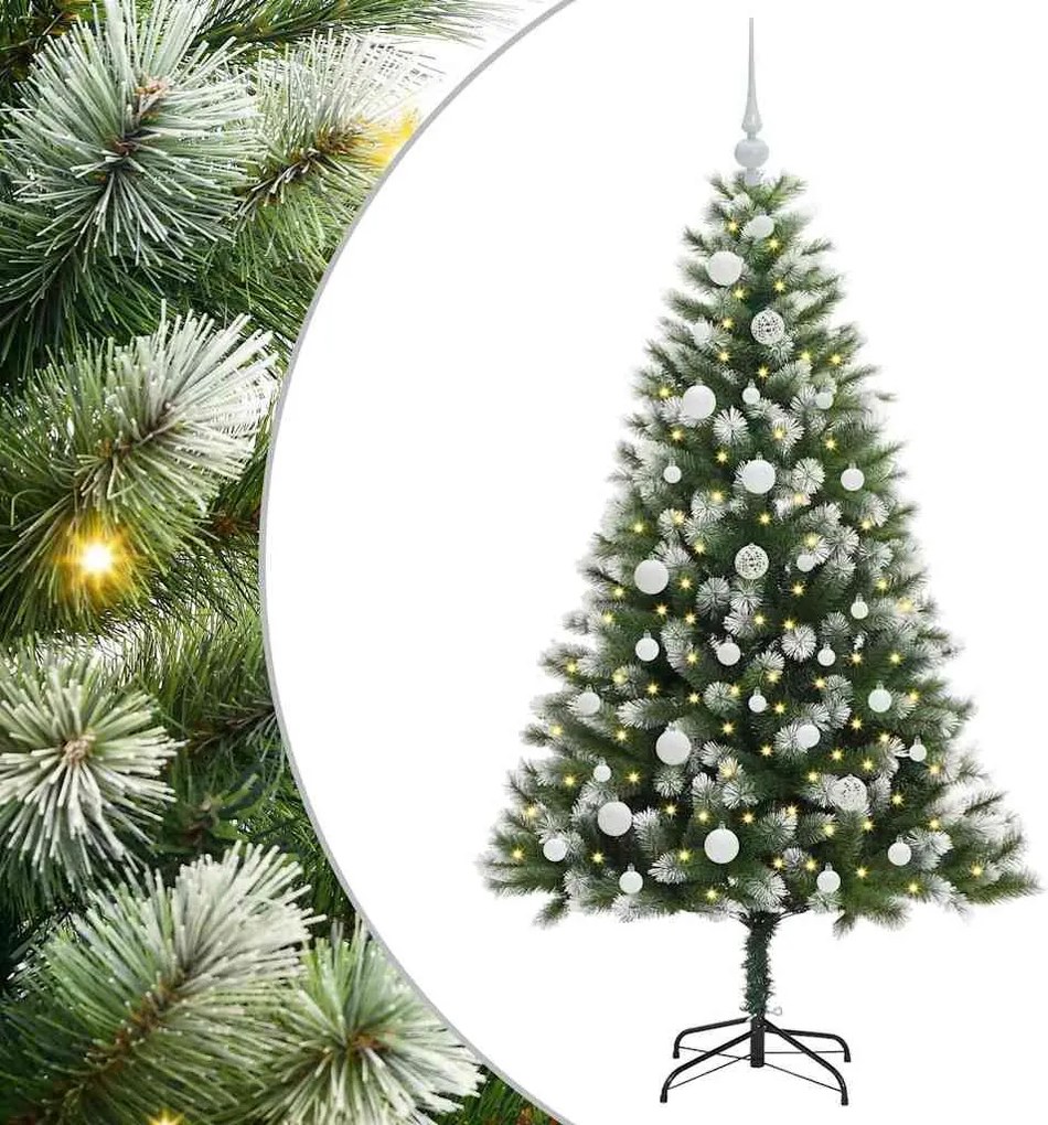 vidaXL Brad de Crăciun artificial cu articulații și zăpadă înghețată