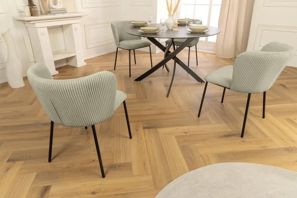 Set 2 scaune stil retro LYON catifea raiata menta