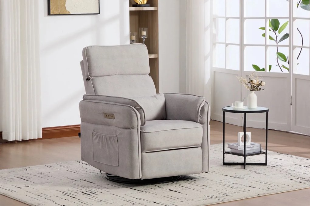 Fotoliu recliner electric dumonde cu funcție de balansare ,rotire și incarcare USB C Tavero