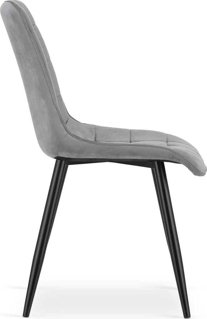 Scaun de masa SPLIT VELVET cu picioare negre, gri deschis