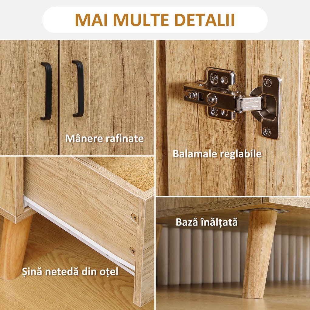 HOMCOM Dulap Dormitor 2 Uși cu 2 Sertare și Bară pentru Umerașe 80x54x180 cm Lemn | Aosom Romania