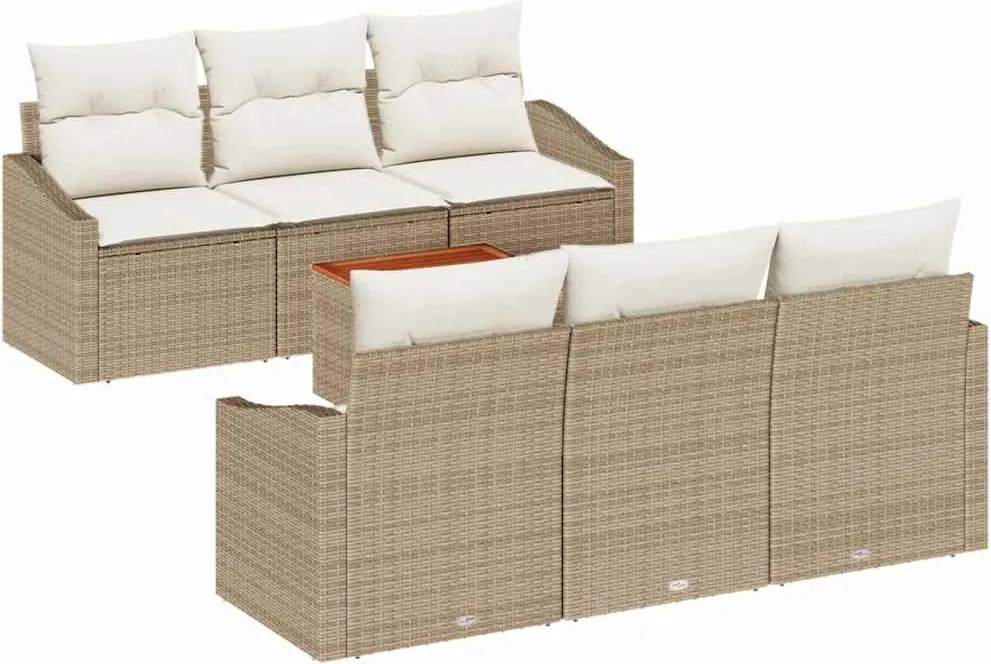 vidaXL Set de canapele pentru grădină 7 pcs Bej și crem poliratan