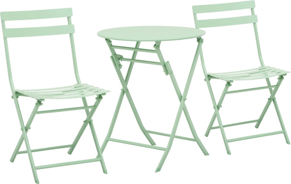 Outsunny Set de Mobilier de Grădină pentru 2 Persoane Masă Bistrou cu 2 Scaune pentru Curte Grădină Pliabil Verde | Aosom Romania