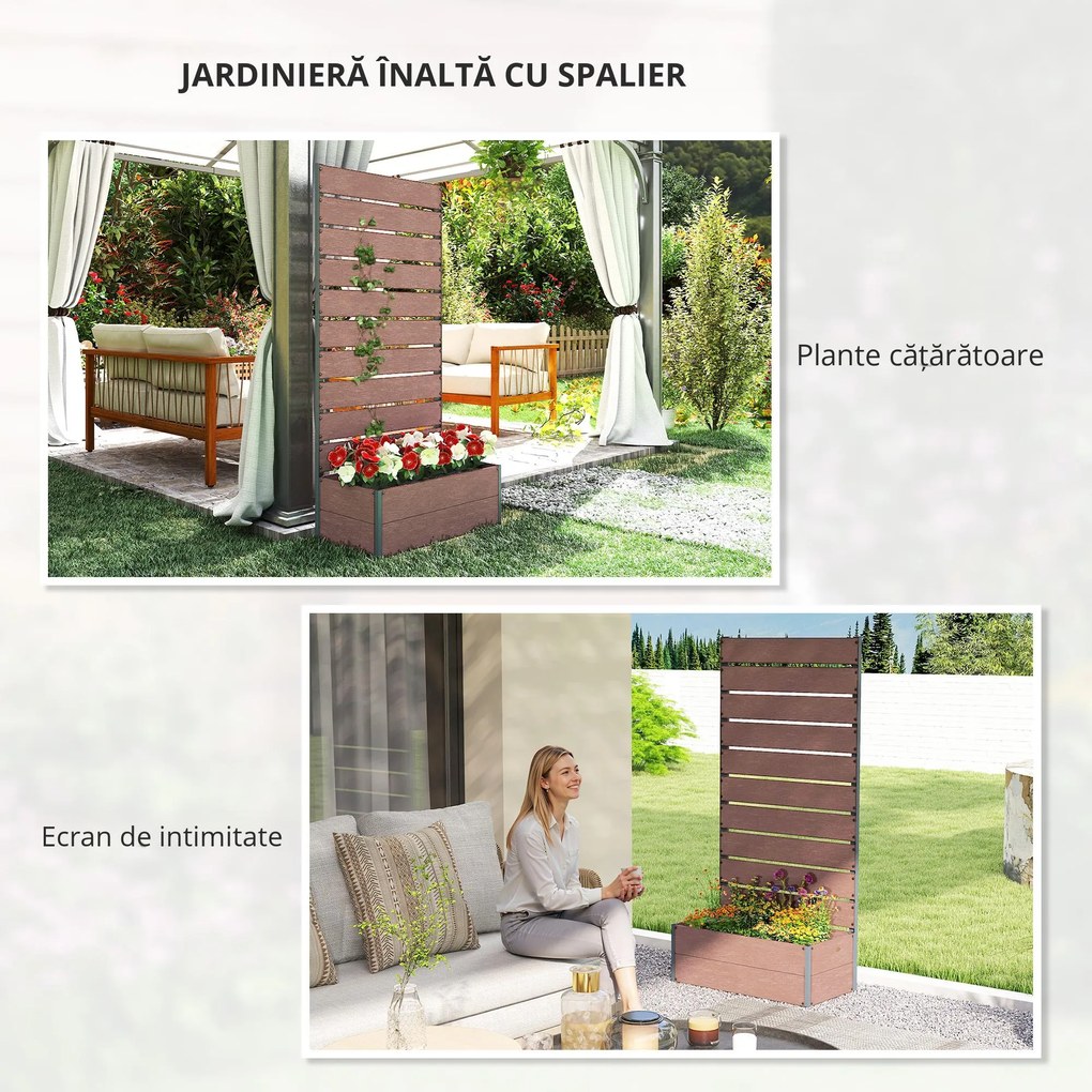 Outsunny Ghiveci de Gradina cu Spalier pentru Plante Cataratoare, Vita de Vie, Flori, Pat Independent Ridicat pentru Gradina, de Exterior