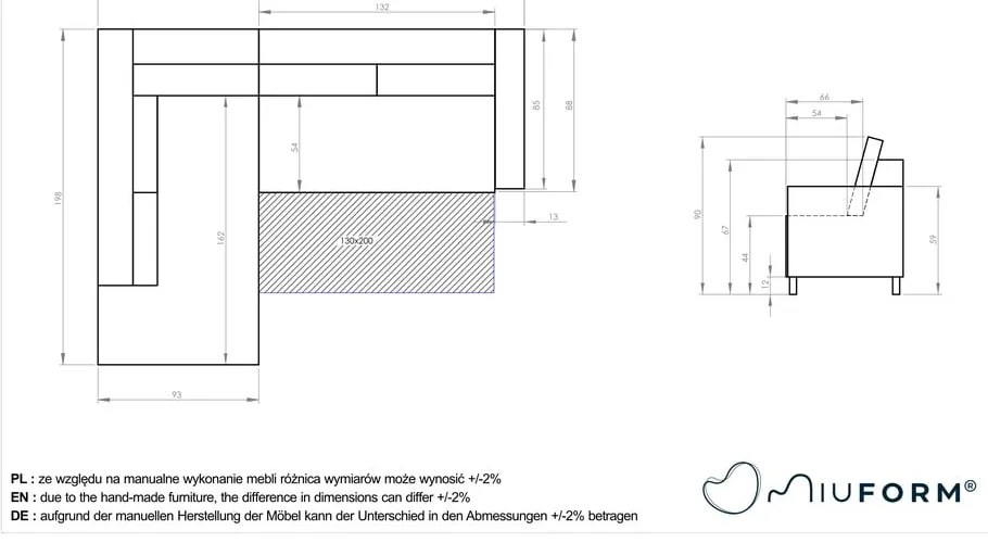 Colțar extensibil din catifea cu șezlong pe partea stângă Miuform Stylish Stan L, roz