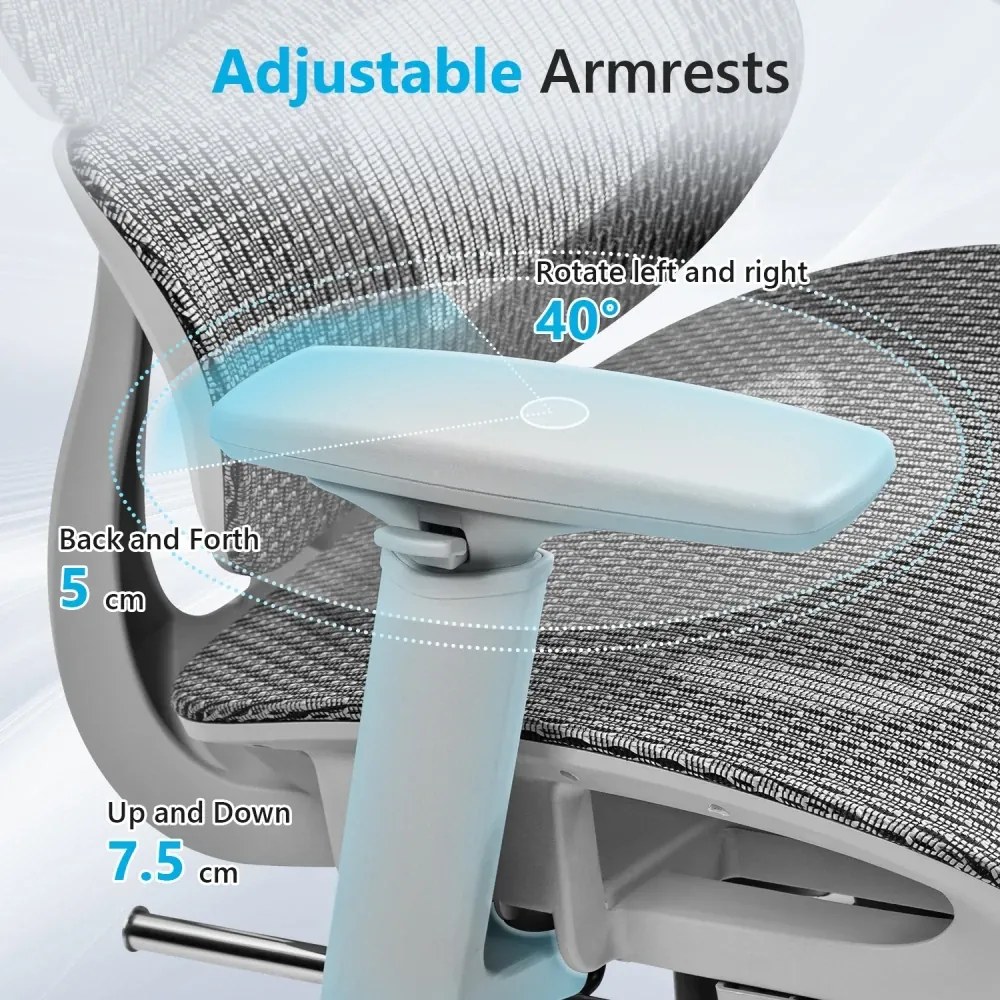 RESIGILAT- METACHAIR Scaun ergonomic, cotiere 3D, suport picioare, Full Mesh, Gri