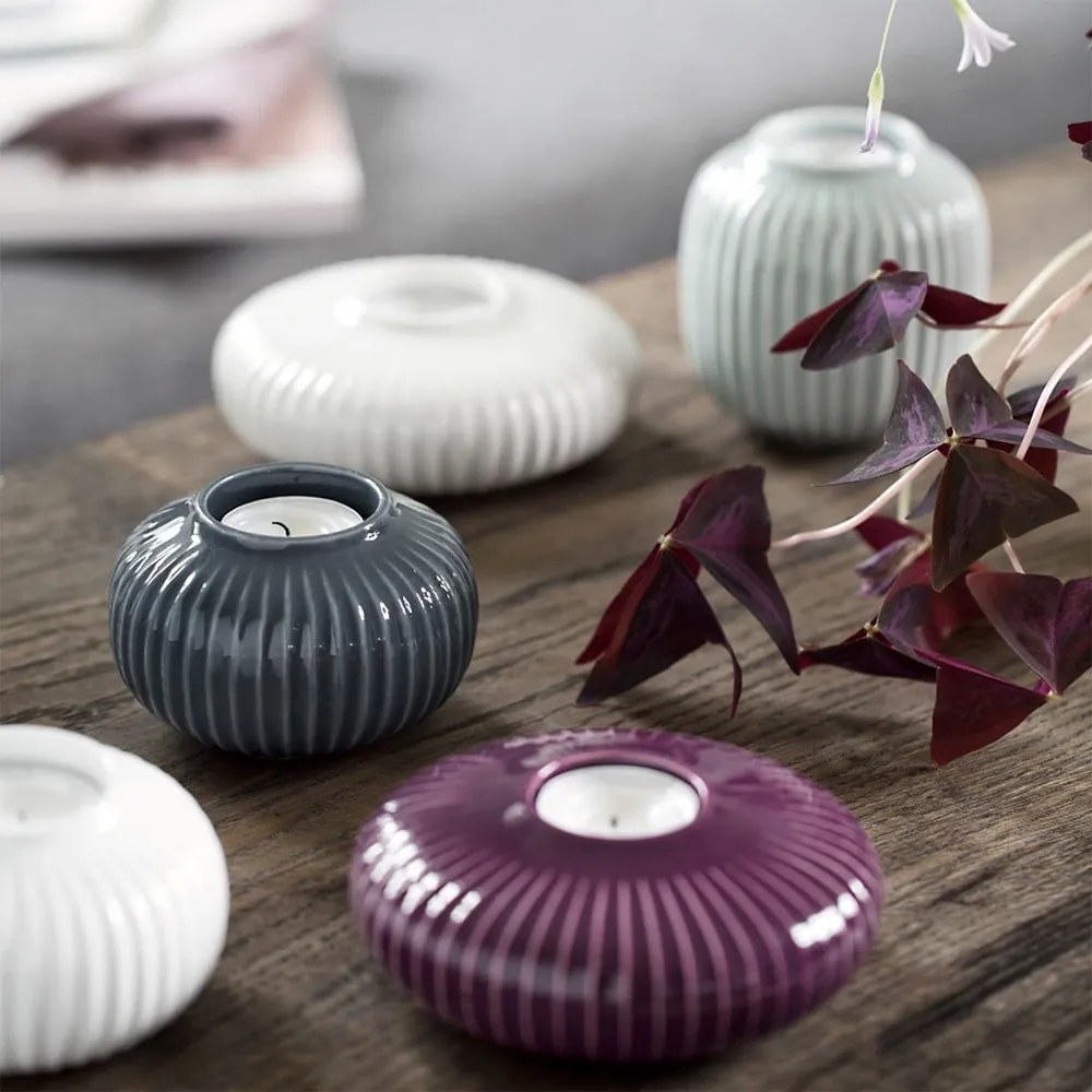Vază din gresie Kähler Design Hammershoi, mică, înălțime 12,5 cm, albastru mentă