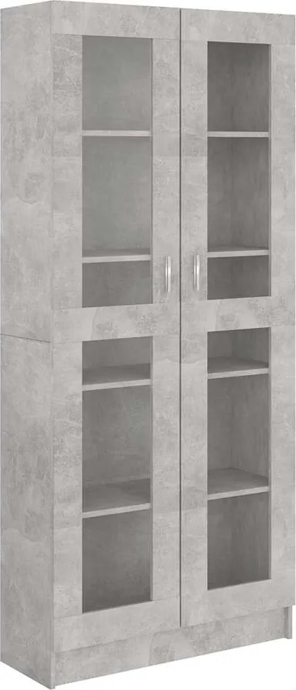 vidaXL Dulap cu vitrină, gri beton, 82,5x30,5x185 cm, lemn prelucrat