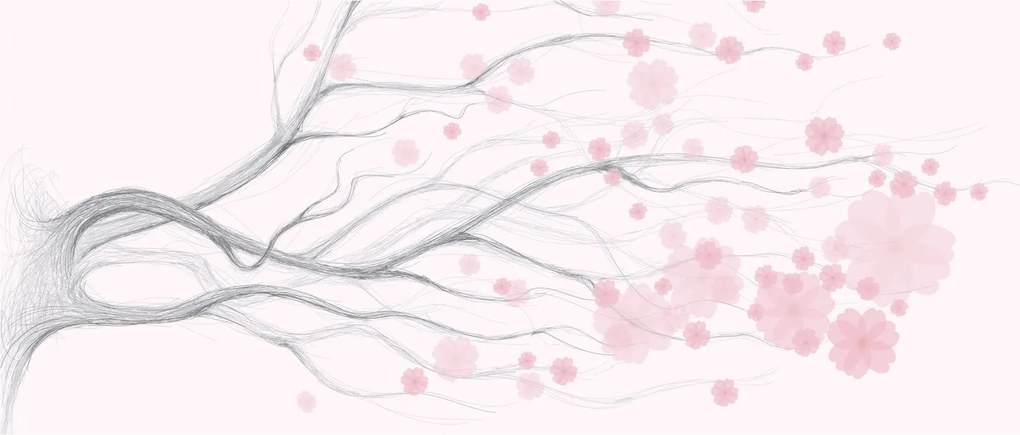 Tablou - Flori roz (120x50 cm)