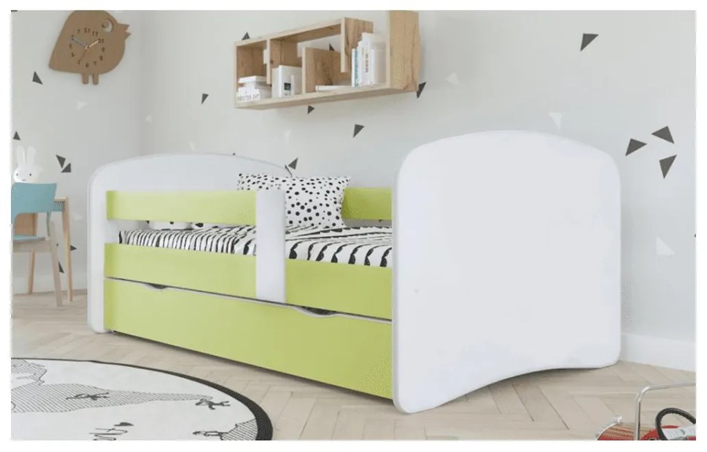 Pat de o persoană 90 cm Carecen (verde + alb) (cu somieră) (cu sp. depozitare). 1116286